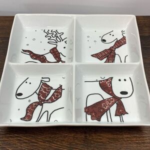 BIA Microwave Dishwasher Oven Safe Oh Deer! Sectioned Server White